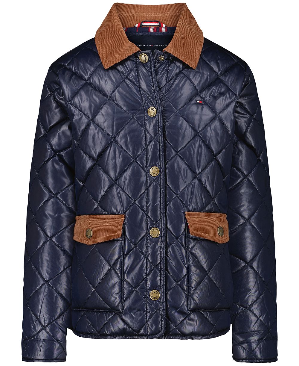 Tommy Hilfiger Girls' 7-16 Diamond Barn Corduroy Point Collar Jacket