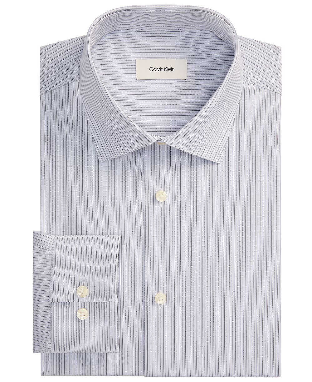 Calvin Klein Men's Performance Wrinkle-Free Round Cuff Dress Shirt