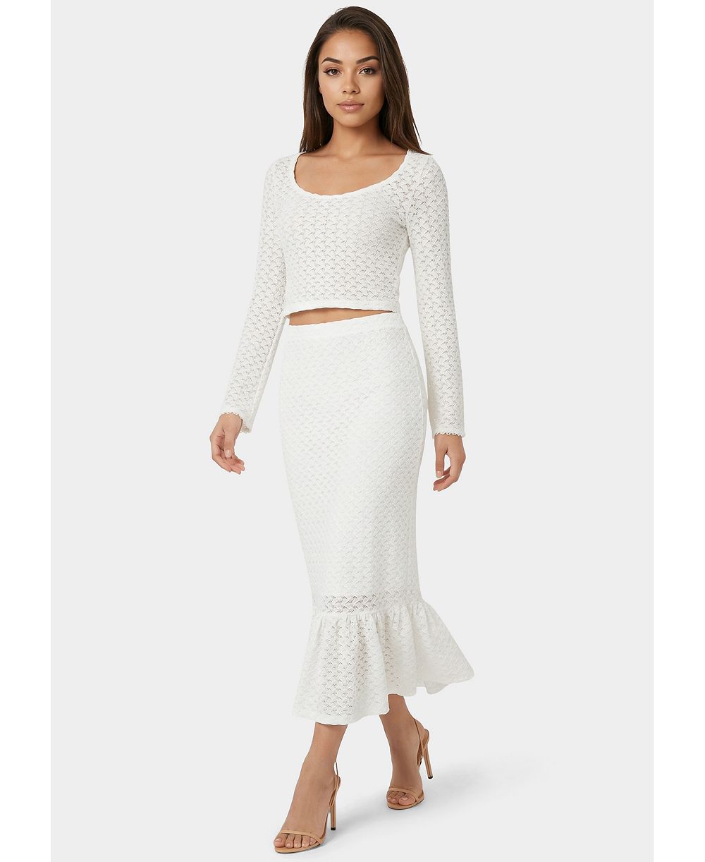 Женский комплект Bebe 2-Piece Crochet Top Tiered Skirt