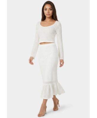 Женский комплект Bebe 2-Piece Crochet Top Tiered Skirt