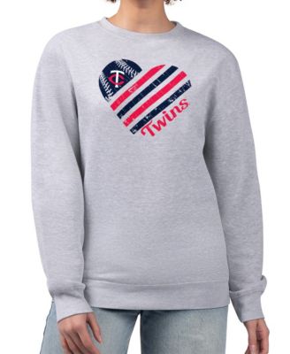 G-III 4Her by Carl Banks Women's Heather Gray Minnesota Twins Heart Logo Fleece Pullover Sweatshirt