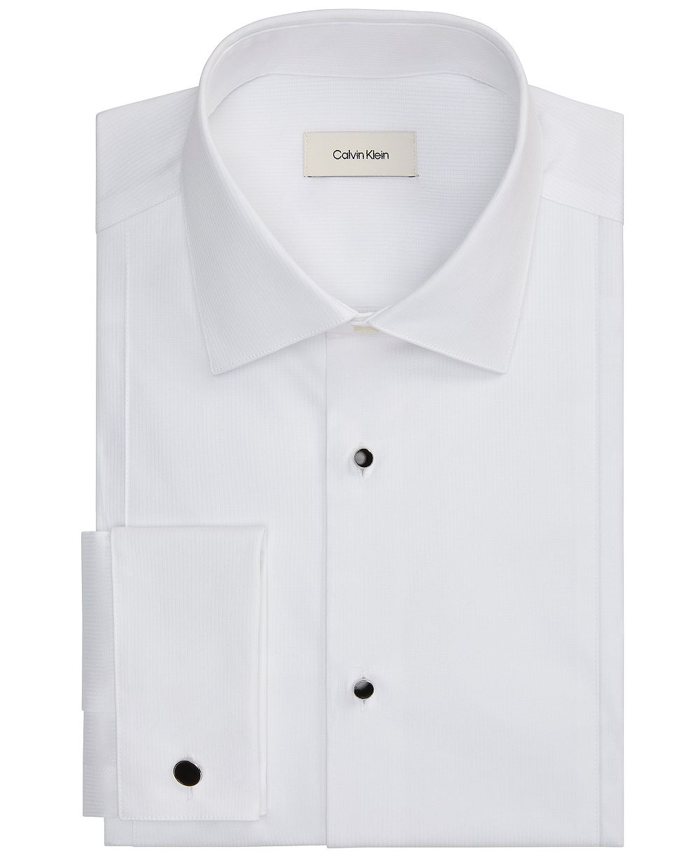 Calvin Klein Men's CK Occasion Spread Collar French Cuff Stretch Dress Shirt