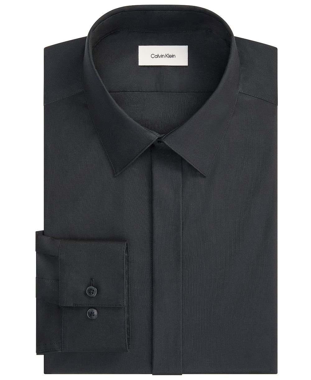 Calvin Klein Men's Tailored Occasion Slim-Fit Point-Collar Cotton-Blend Dress Shirt