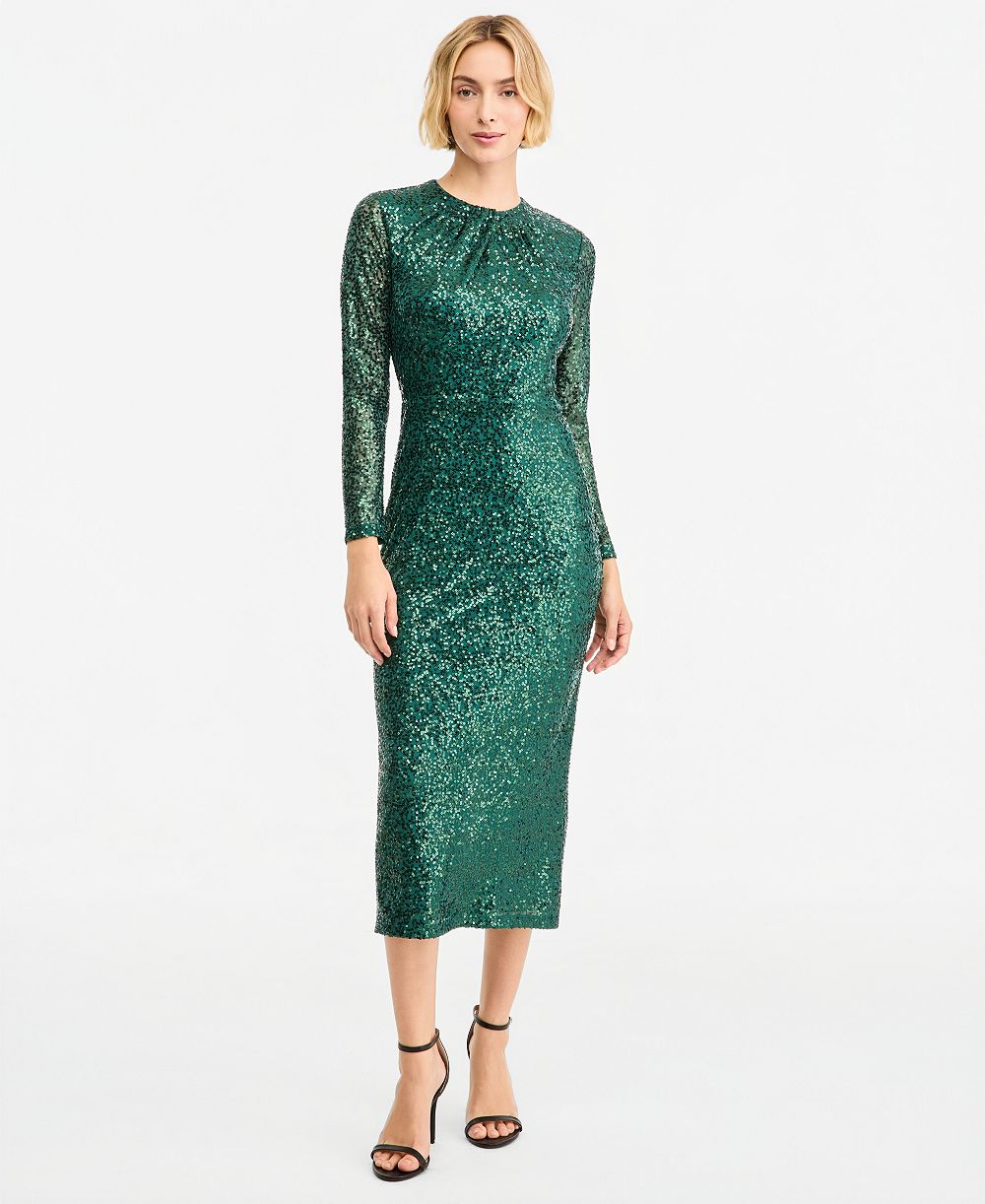 Anne Klein женское миди-платье с длинным рукавом и пайетками