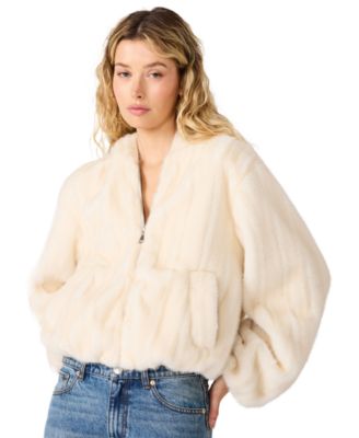Steve Madden Women's Mavis J Jacket Hooded Faux-Fur Cropped Jacket