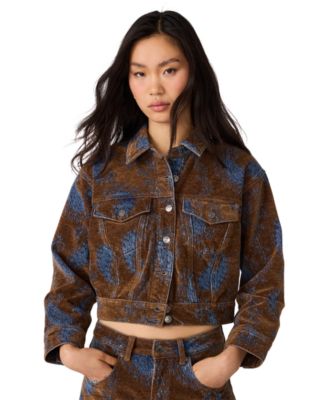Steve Madden Women's Dove Cropped Corduroy Paisley Jacket