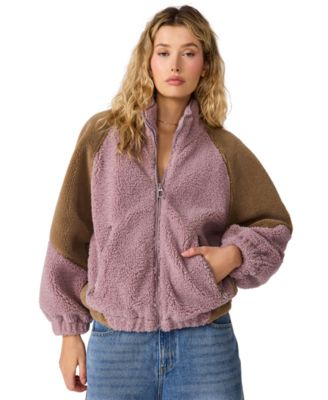 Steve Madden Women's Nina Colorblock Sherpa Stand Collar Jacket