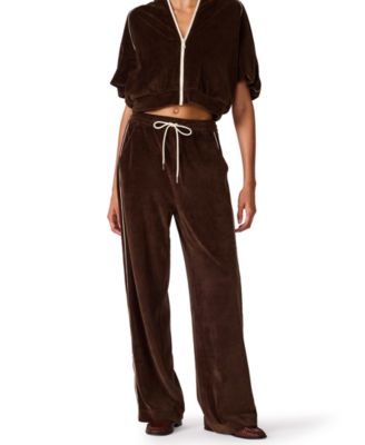 Steve Madden Women's Velour Wide-Leg Drawstring Track Pants