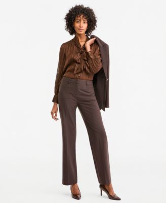 Tahari ASL Women's Bird Eye Mid-Rise Flare-Leg Pants