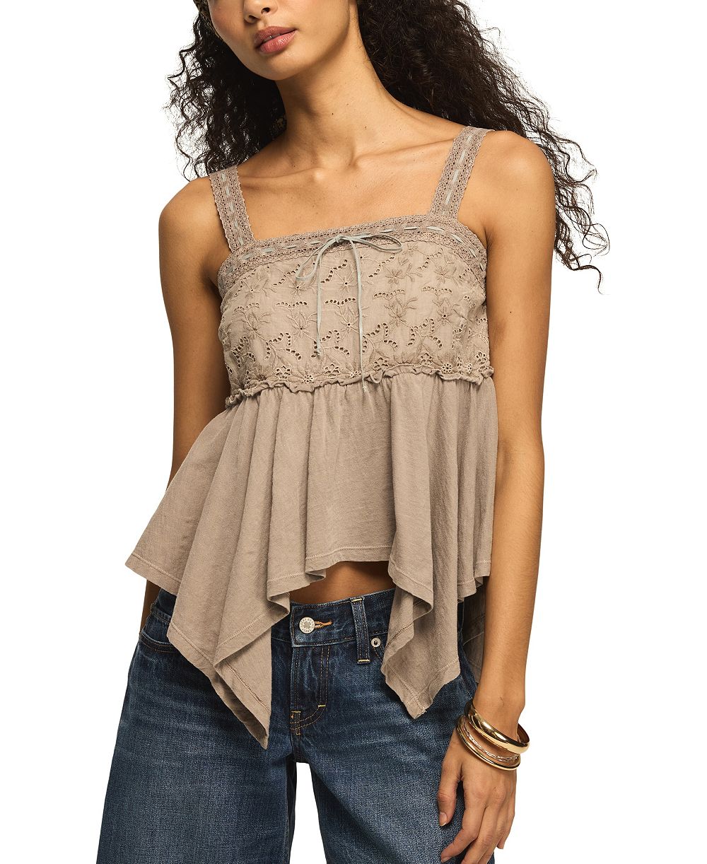 Женский майка Lucky Brand Women's Eyelet Yoke Square Neck Tank Top