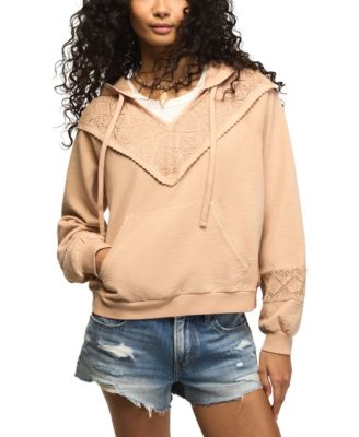 Lucky Brand Женское худи с V-образным вырезом и вязаным узором