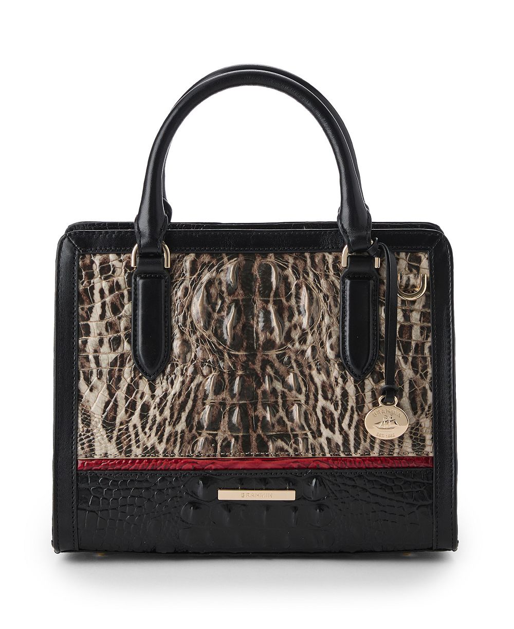 Brahmin Cami Calgary Leather Ocelot Small Satchel Handbag