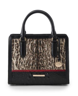 Brahmin Cami Calgary Leather Ocelot Small Satchel Handbag
