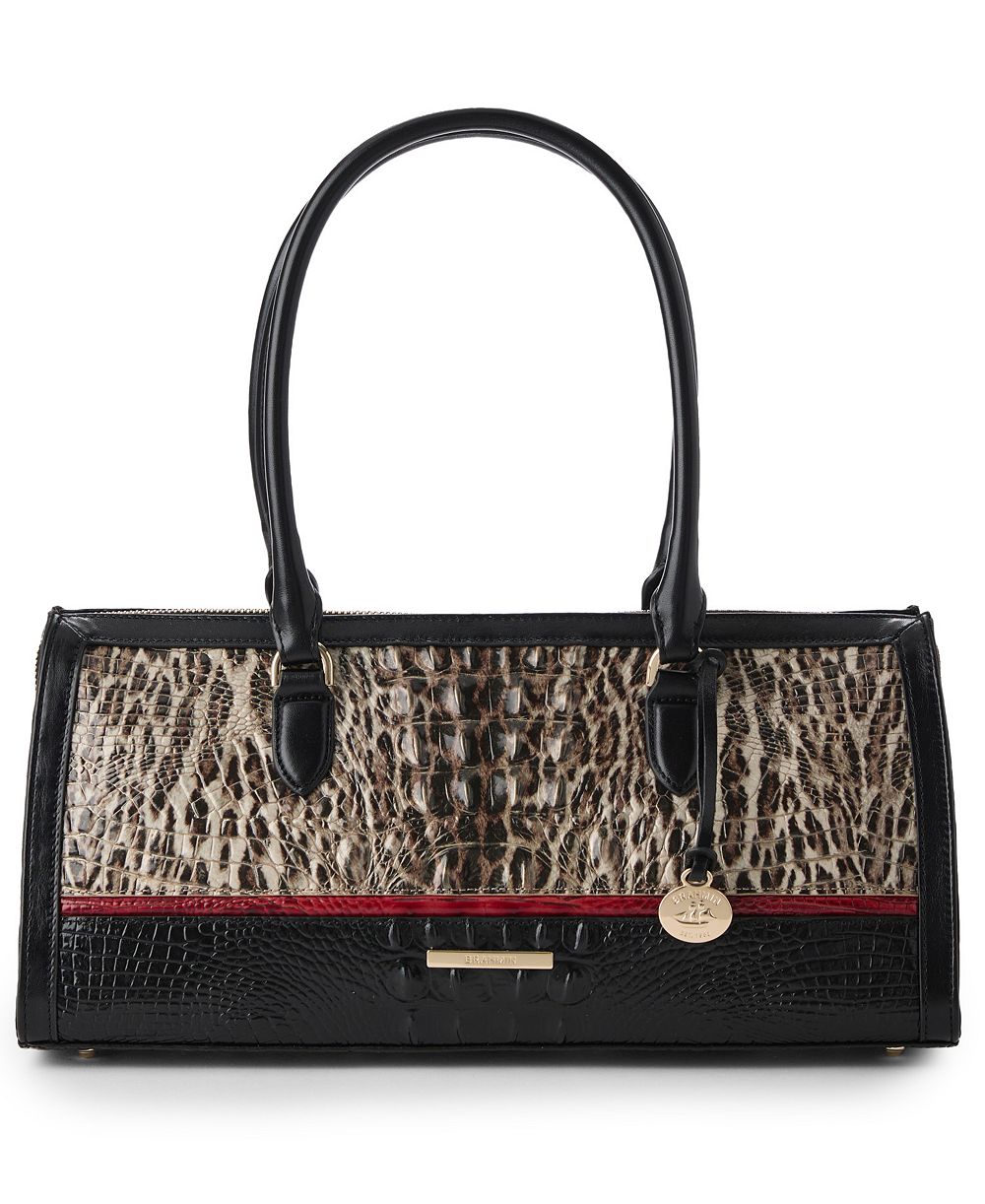Brahmin Sophia Ocelot Calgary Large Leather Satchel Bag