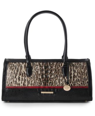 Brahmin Sophia Ocelot Calgary Large Leather Satchel Bag