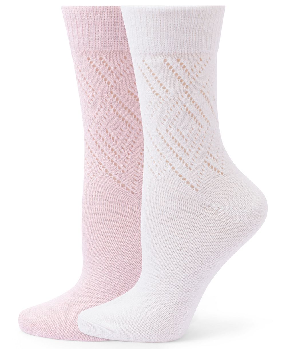 Hue Women's Pointelle Argyle Boot Socks, 2-Pack
