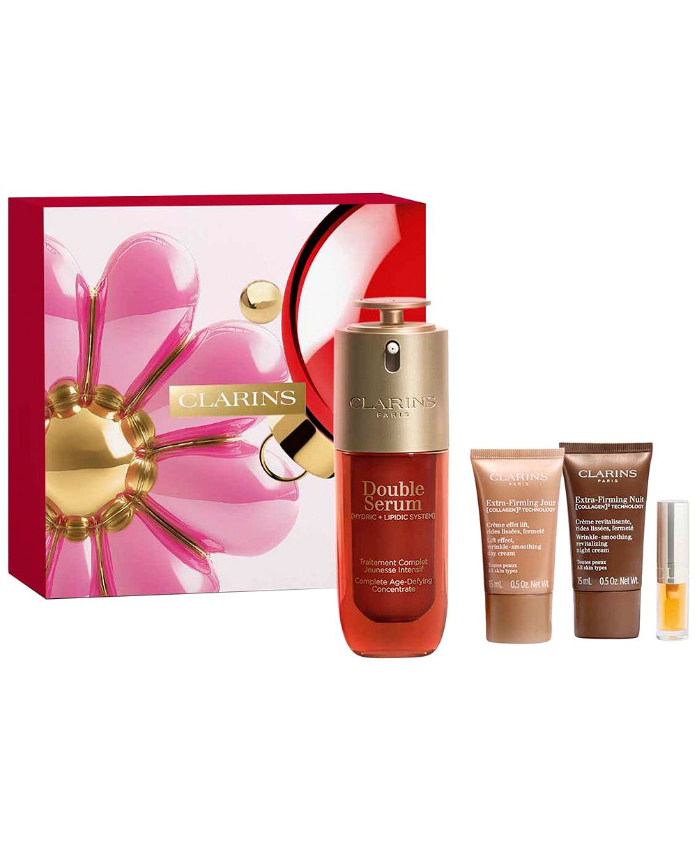 Clarins подарочный набор по уходу за кожей Double Serum & Extra-Firming Anti-Aging, 4 предмета