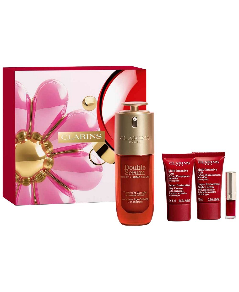 Clarins подарочный набор по уходу за кожей от старения Double Serum & Super Restorative, 4 предмета