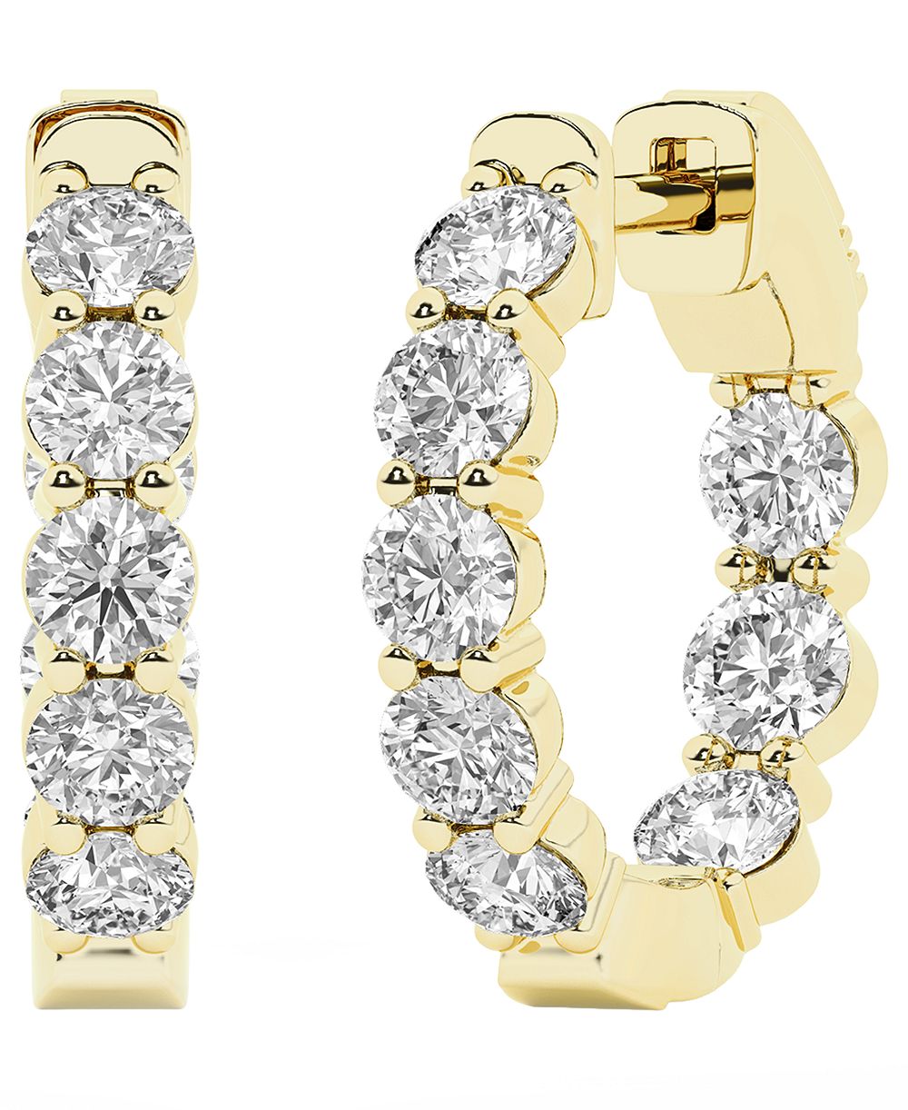 Серьги-кольца Forever Grown Diamonds с лабораторными бриллиантами (2 карата суммарно) с позолотой 14k поверх стерлингового серебра