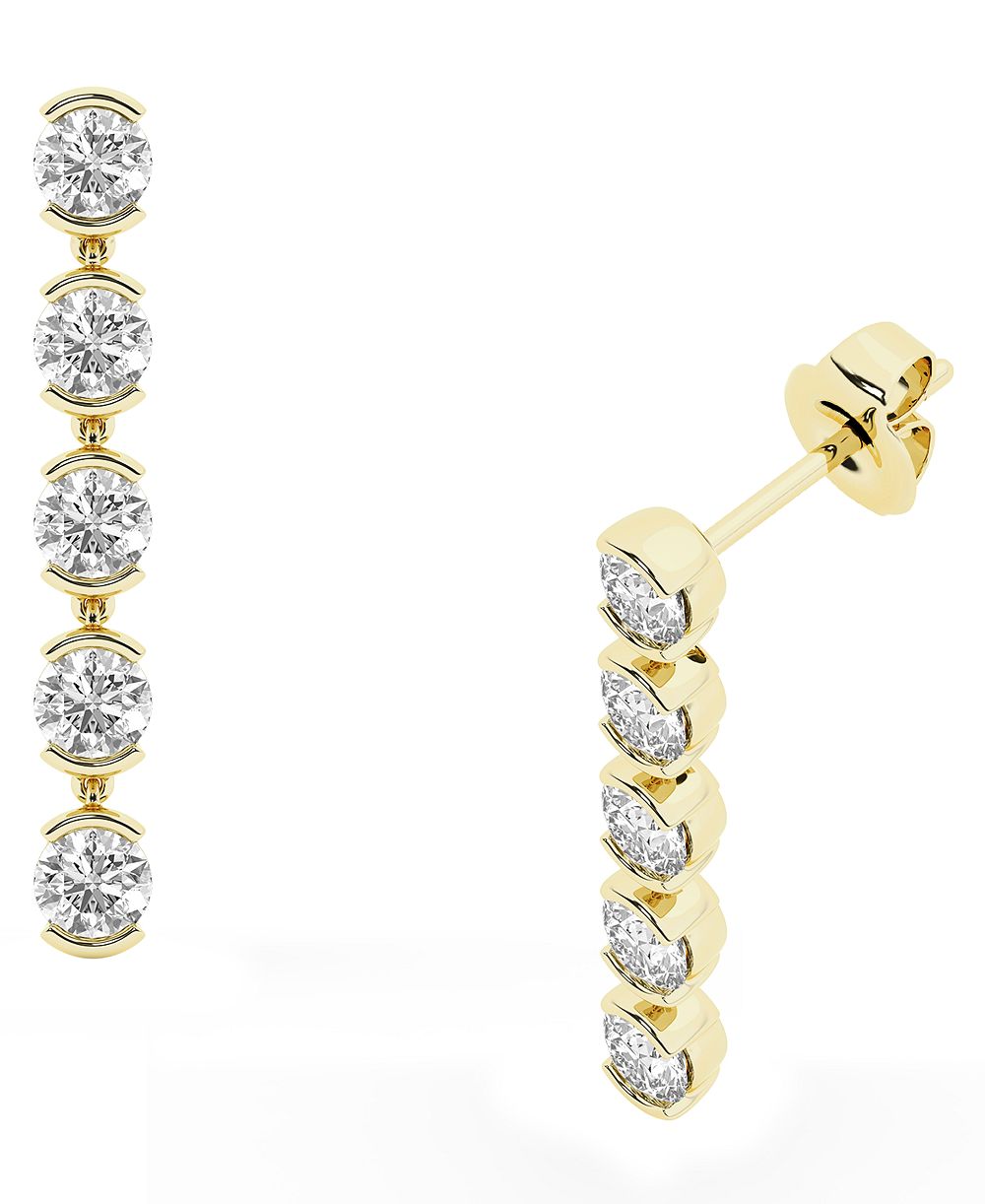 Серьги Forever Grown Diamonds с лабораторными бриллиантами (2 карата суммарно) в позолоте 14 карат на стерлинговом серебре
