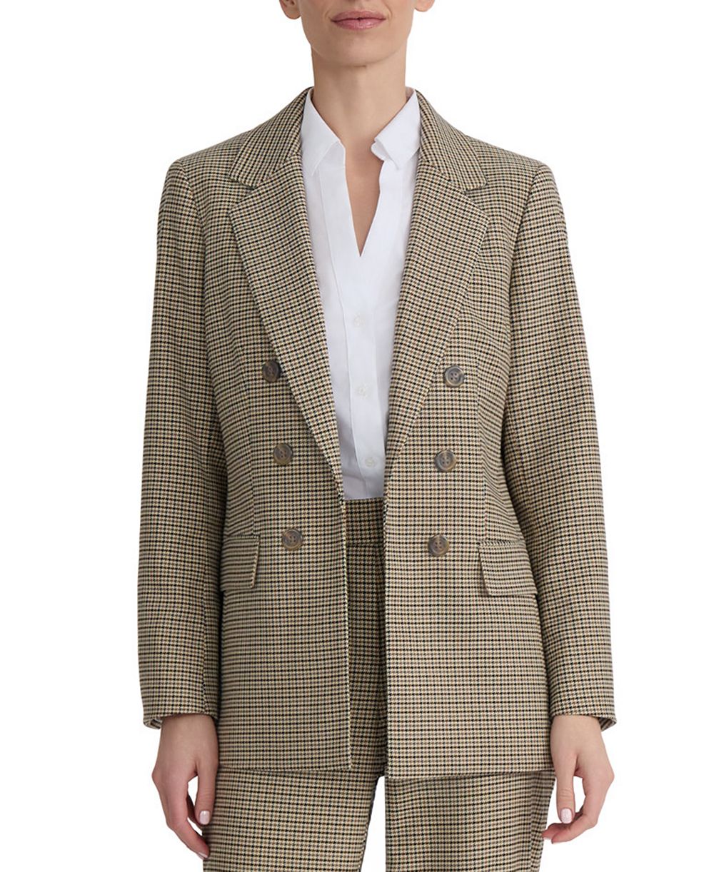 Jones New York Petite Mini-Houndstooth Faux Double-Breasted Jacket