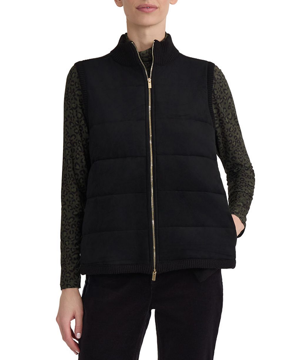Жилет Jones New York Petite из замши с простежкой
