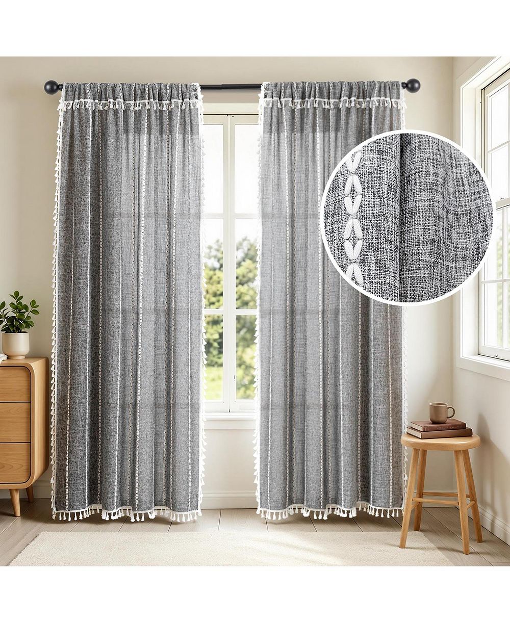 Комплект из 2 шт. Awesome Home Casual Fringe Light Filtering шторы