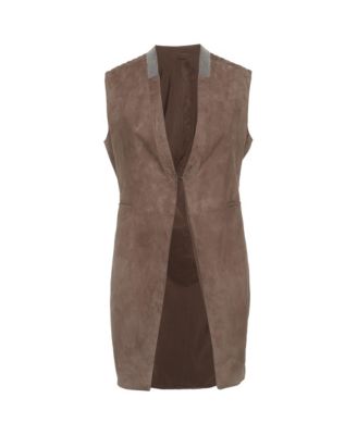 Brunello Cucinelli Женский длинный жилет из замши, б/у
