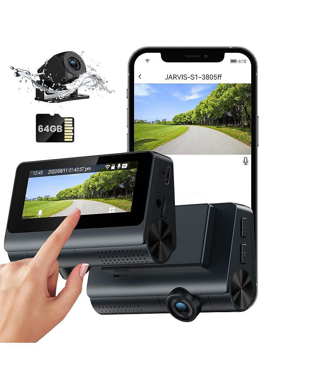 Neewer Front and rear Dash Cam, with 64GB card, 3.8 "4K UHD Wifi GPS touchscreen
