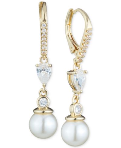 Anne Klein Imitation Pearl and Crystal Drop Earrings