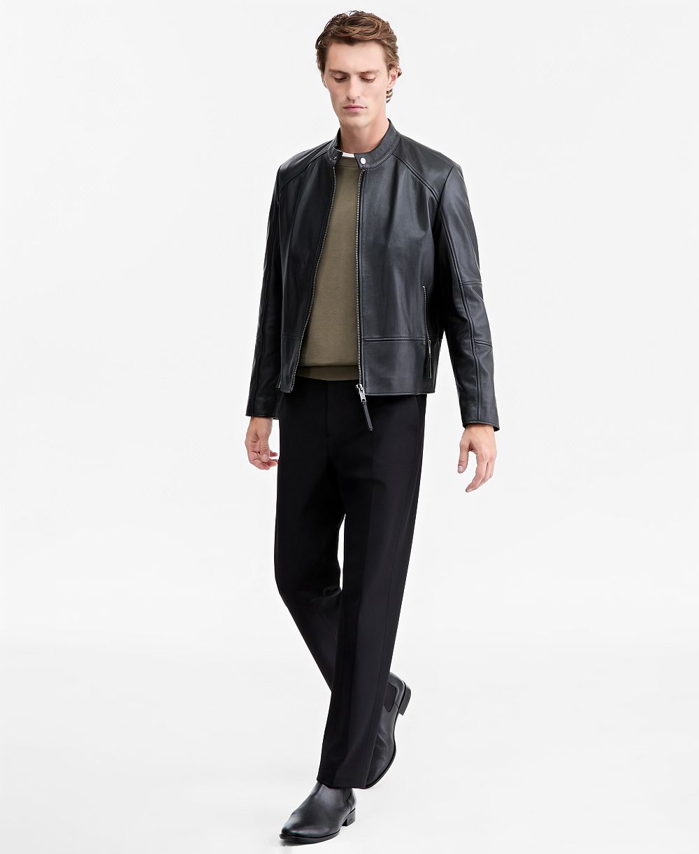 Hugo Boss Men's Slim-Fit Biker Leather Jacket