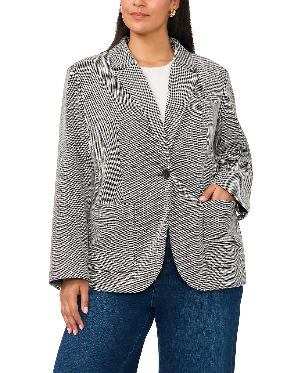 Vince Camuto Plus Size Single-Button Mid-Length Stretch Blazer