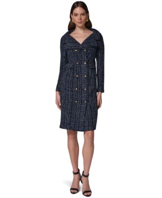 Donna Karan New York Women's Long-Sleeve Tweed Double-Breasted Jacket Dress
