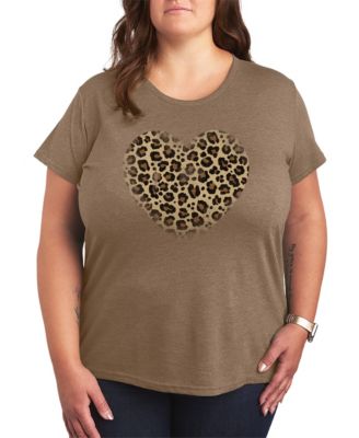 Hybrid Apparel Plus Size Leopard Heart Graphic T-Shirt
