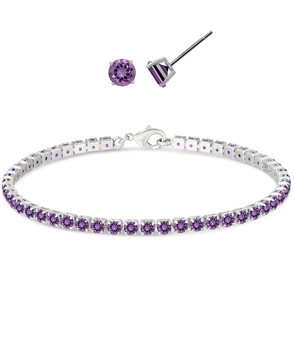 Macy's Round Simulated Gemstone Tennis Bracelet with Matching Stud Earrings 2-Piece Set