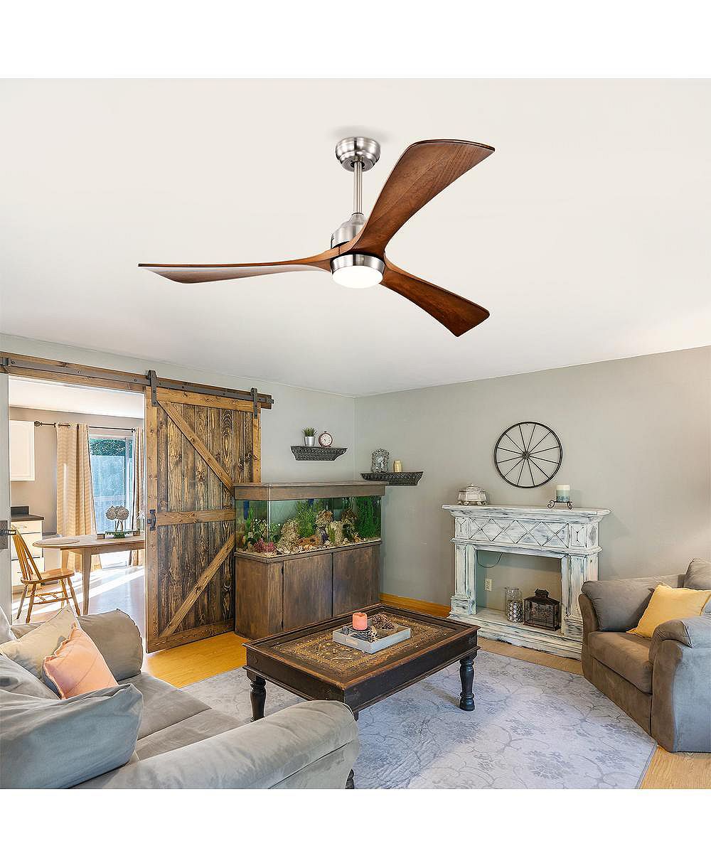 Sofucor 52-in Sand Nickel Modern LED Ceiling Fan с освещением и пультом управления, 3 лопасти