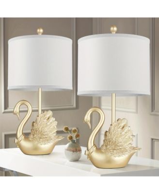 Sofucor набор из 2 настольных ламп Golden Brass Swan с LED лампами