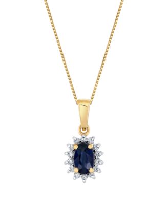 Подвеска с сапфиром (5/8 ct. t.w.) и бриллиантом (1/8 ct. t.w.) в желтом золоте 10k