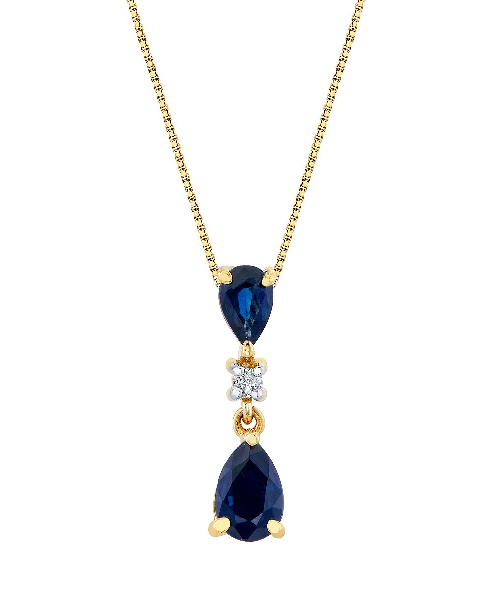Подвеска-ожерелье с сапфиром (5/6 ct. t.w.) и бриллиантовыми акцентами, 10k Yellow Gold