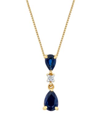 Macy's Sapphire (5/6 ct. t.w.) & Diamond Accent Pendant Necklace in 10k Yellow Gold