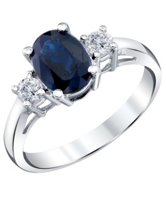 Macy's Кольцо с сапфиром (1-5/8 ct. t.w.) и бриллиантом (1/5 ct. t.w.) в 14k White Gold