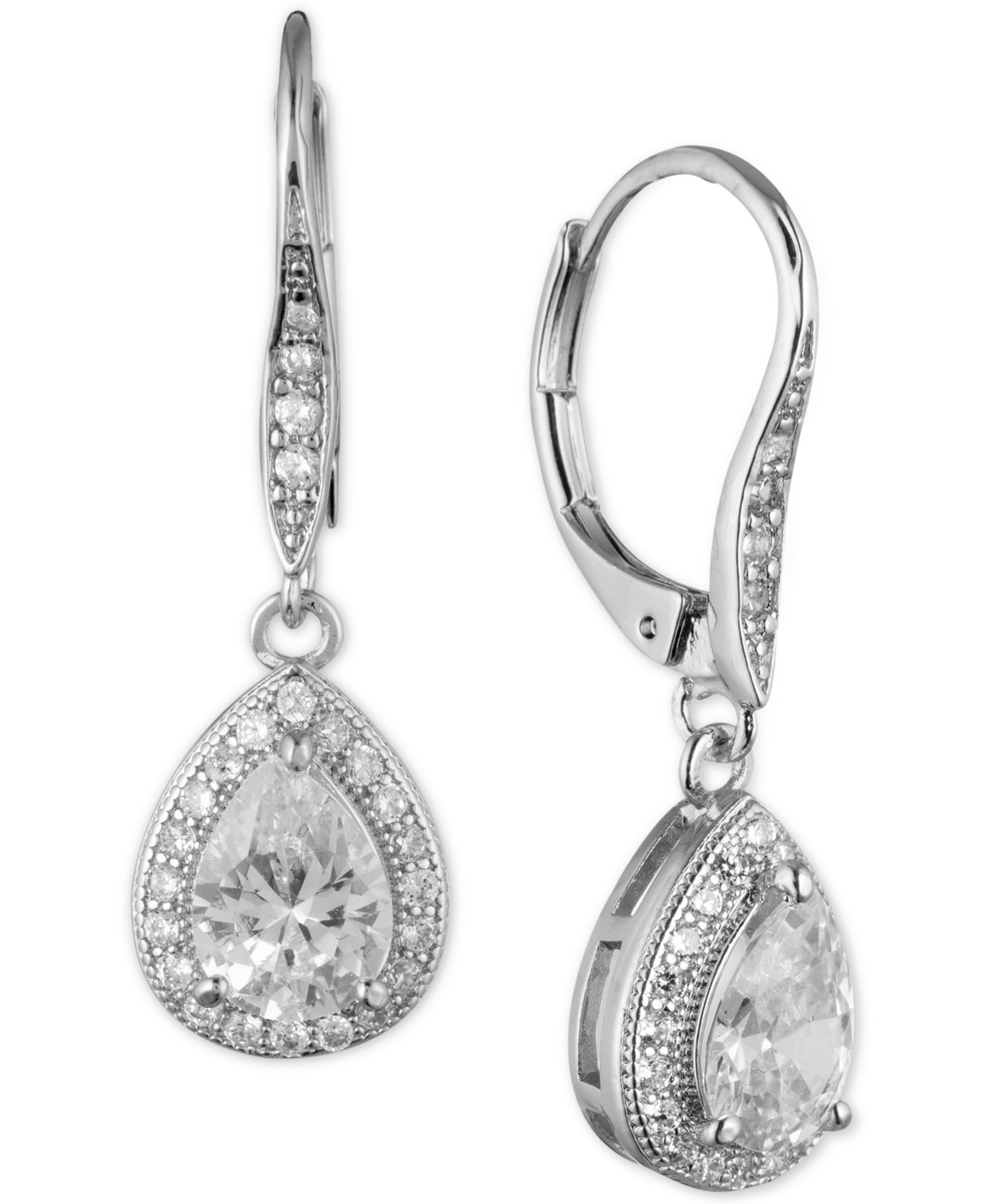 Anne Klein Teardrop Crystal and Pavé Drop Earrings
