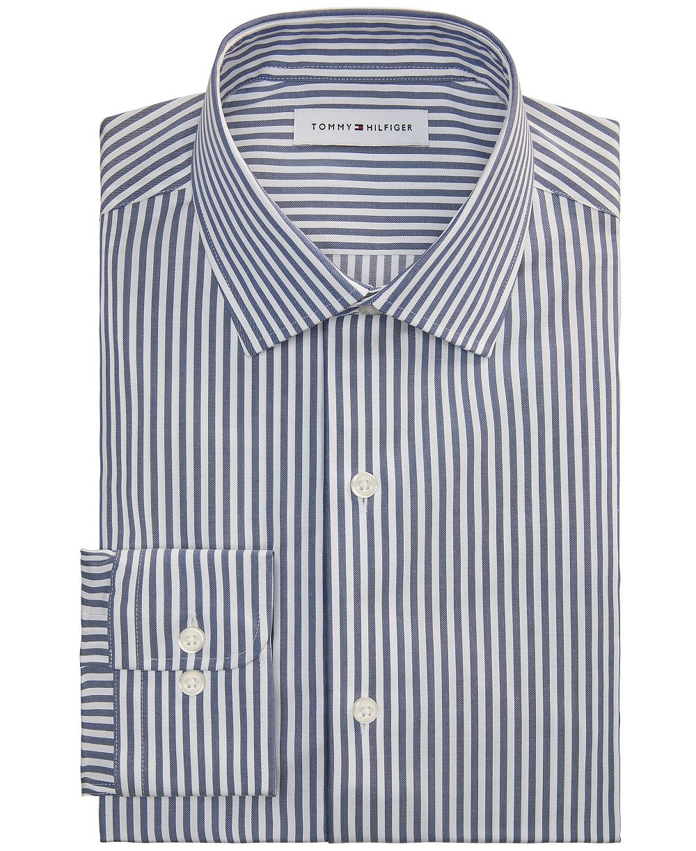 Мужская рубашка Tommy Hilfiger Slim-Fit из хлопкового твиля с закругленными манжетами