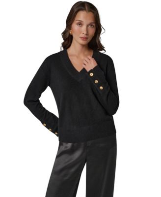 Женский кашемировый свитер Donna Karan New York с длинным рукавом и V-образным вырезом