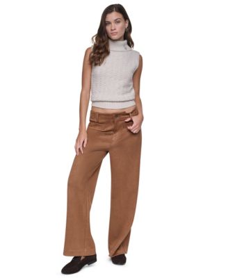 Женские брюки DKNY Jeans Petite с высокой талией и широкими штанинами из искусственной замши