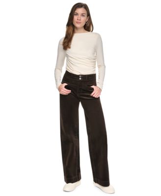 DKNY Jeans Женские брюки wide-leg из вельвета с высокой посадкой, Petite