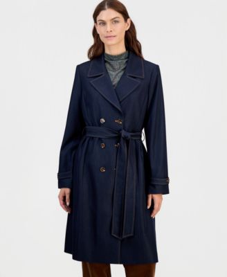 Tahari ASL Petite Long Denim Trench Jacket