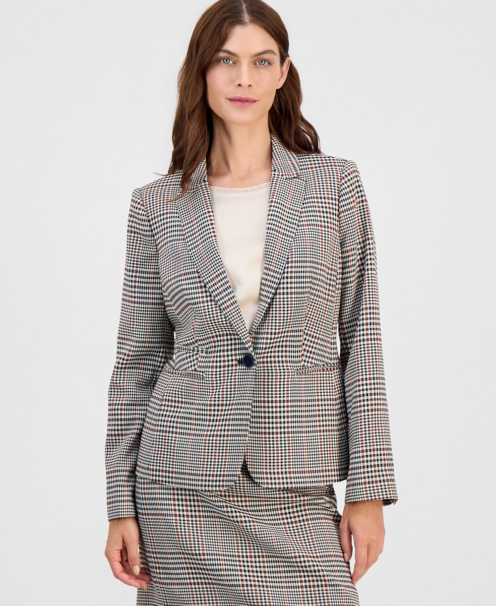 Tahari ASL Petite Plaid One-Button Blazer