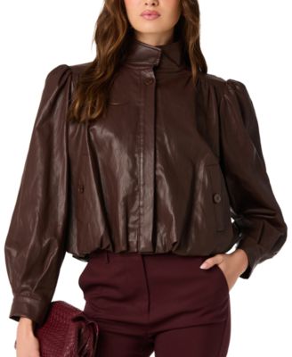 ASTR the Label Women's Estero Cropped Funnel-Collar Puff-Sleeve Jacket