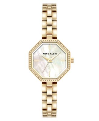 Женские кварцевые часы Anne Klein с уникальным восьмиугольным циферблатом, золотистый металлический сплав, 26x32 мм